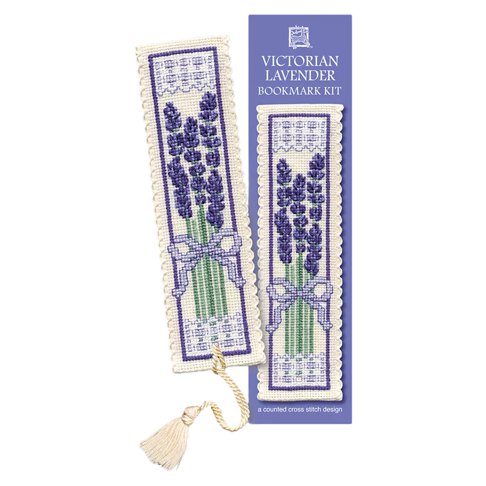 Textile Heritage Victorian Lavender Bookmark cross stitch kit, imported from the UK