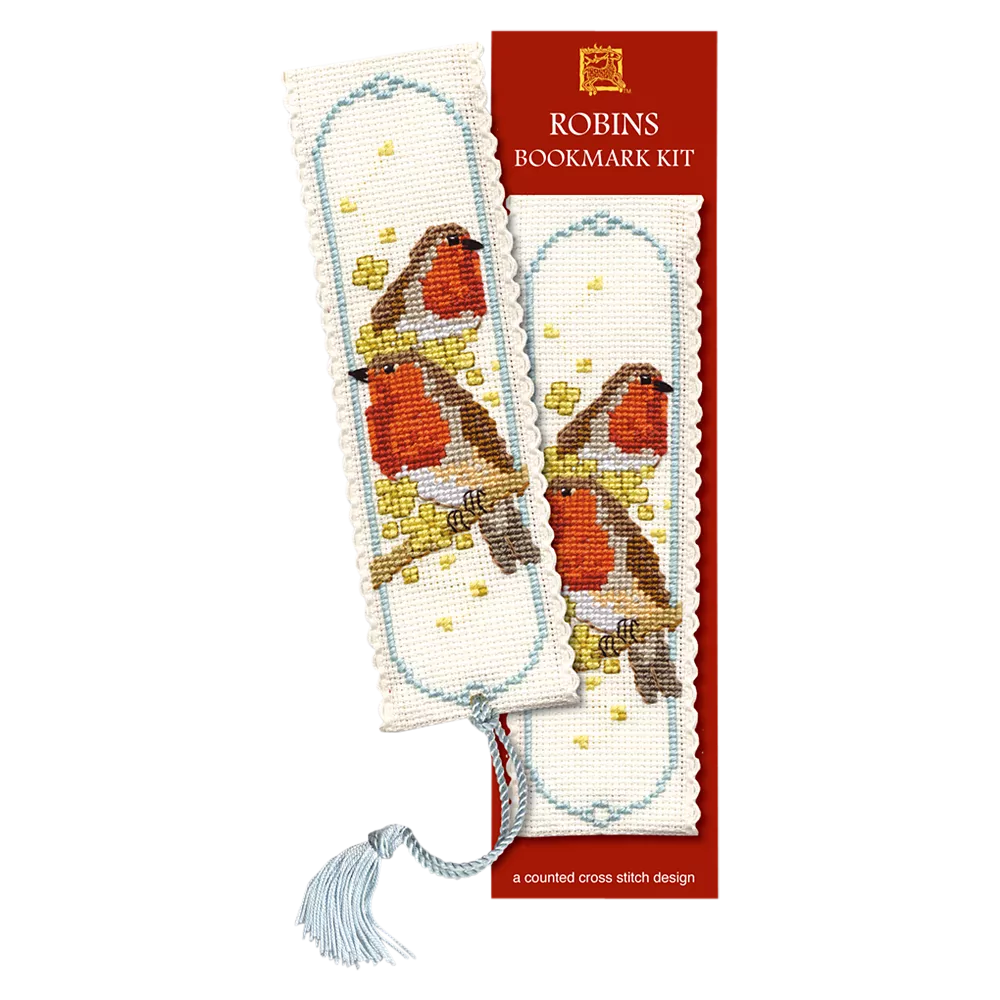 Textile Heritage robin cross stitch bookmark kit (British brand)