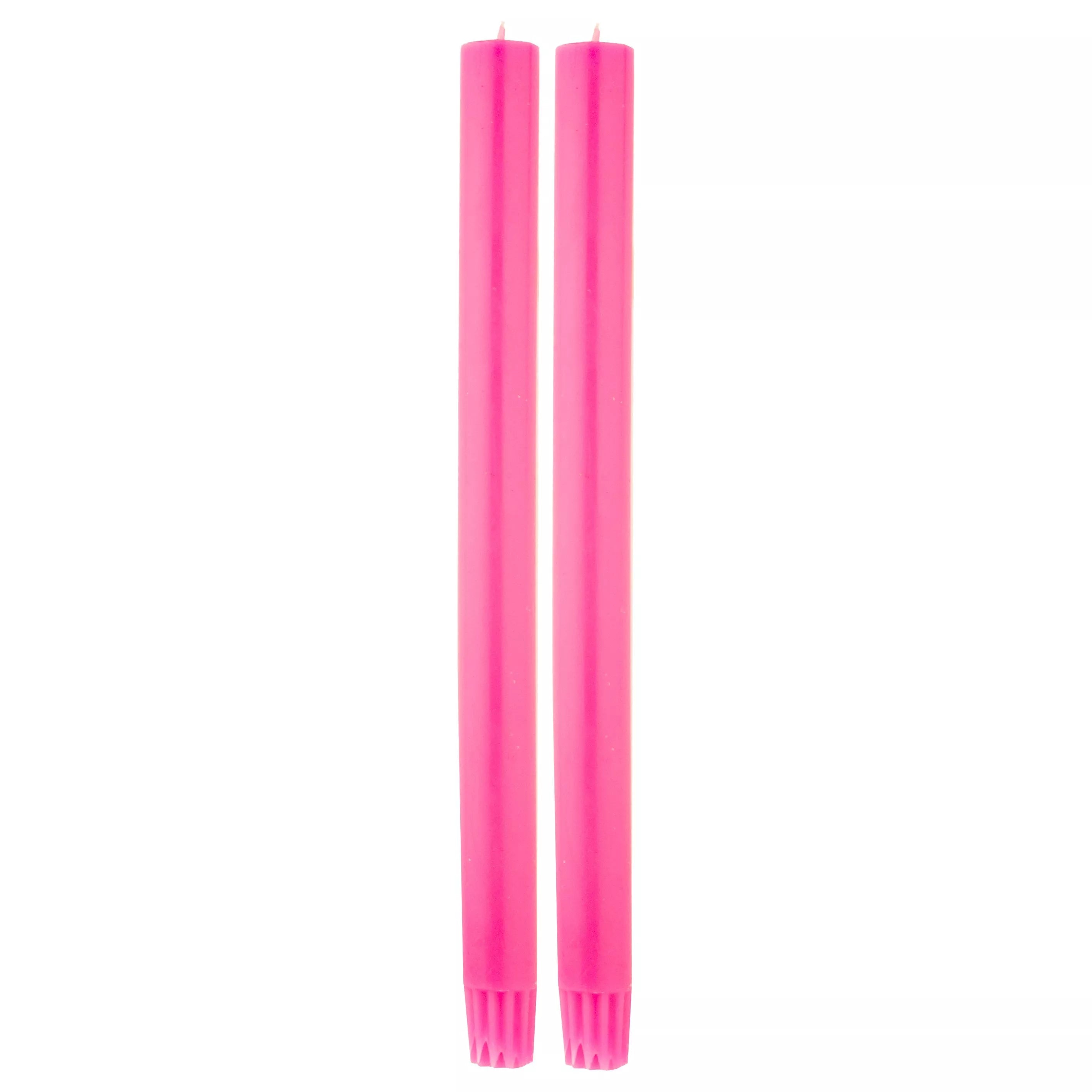 True Grace dinner candle fluorescent pink pair, UK version