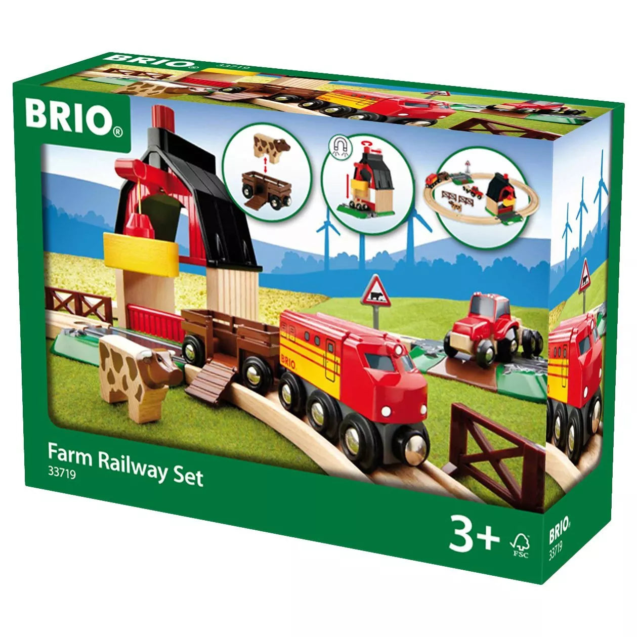 BRIO farm railway set with barn and tractor FSC beech wood (British brand)