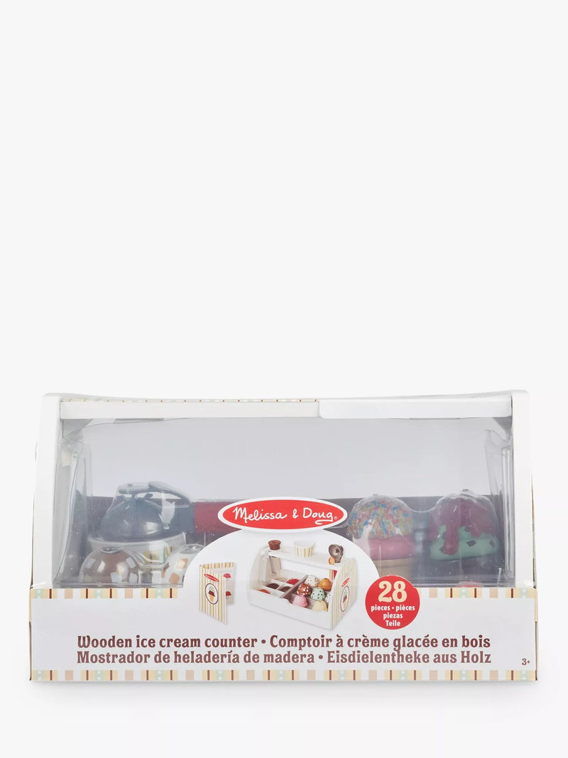 Melissa & Doug ice cream counter pretend play set 28 pieces, imported from the UK