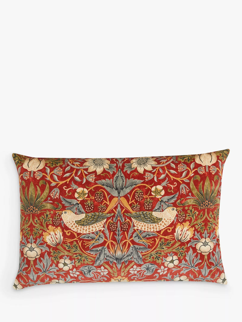 Morris & Co. Strawberry Thief Velvet Cushion 60 x 40cm