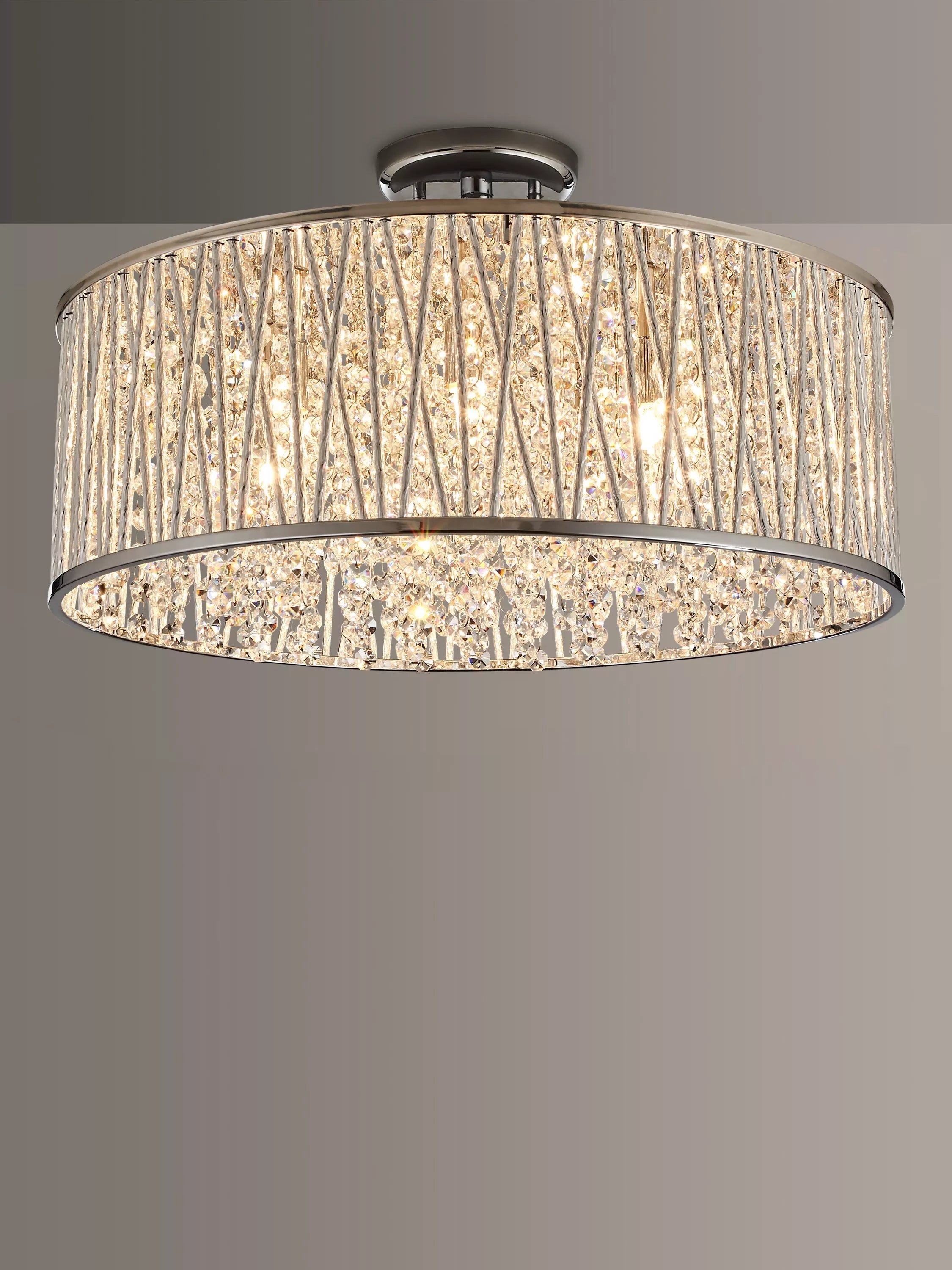 John Lewis ceiling light Emilia large crystal drum flush, UK version