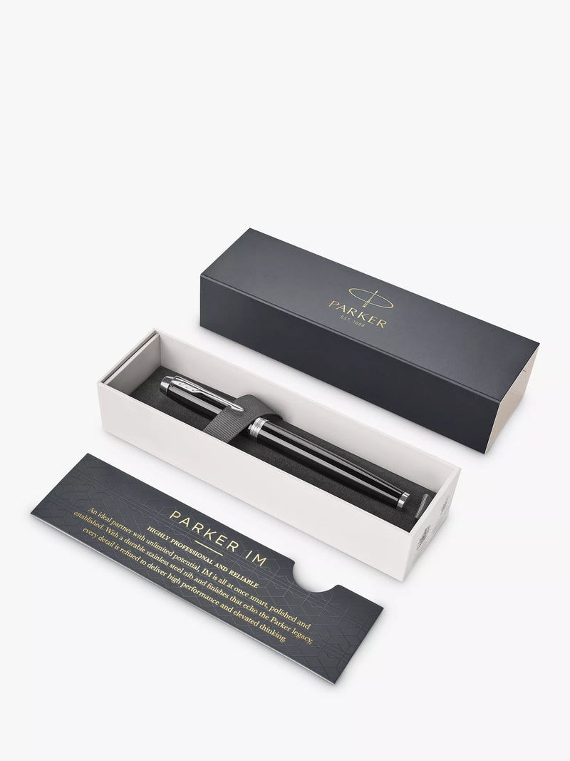 PARKER rollerball pen black chrome trim, imported from the UK