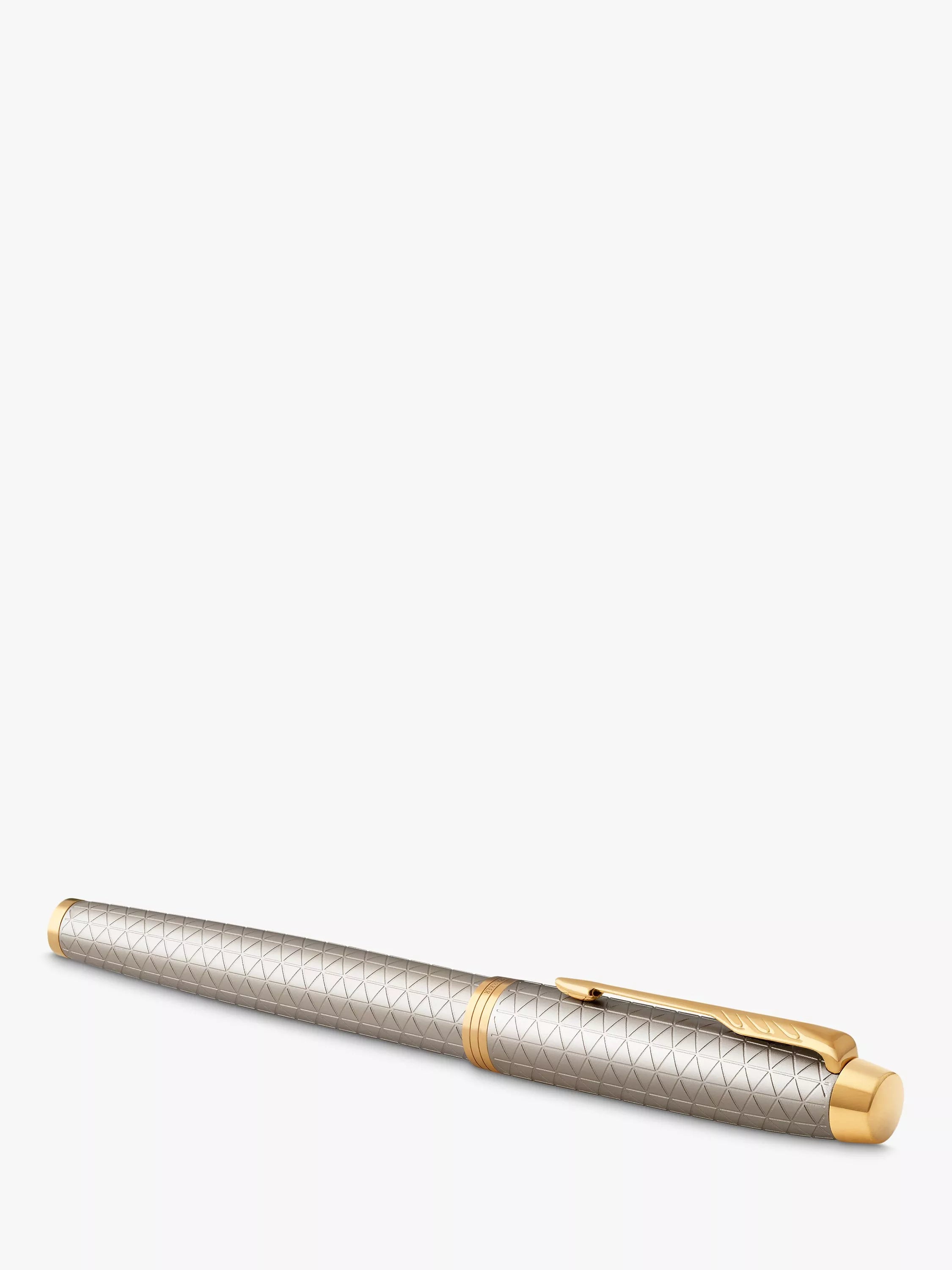PARKER IM Premium Chiselled Rollerball Pen, grey gold-effect trim, imported from the UK
