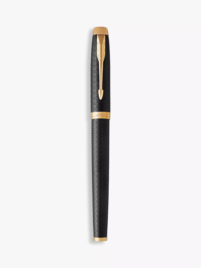Parker IM Premium Chiselled Rollerball Pen in Black, imported from the UK