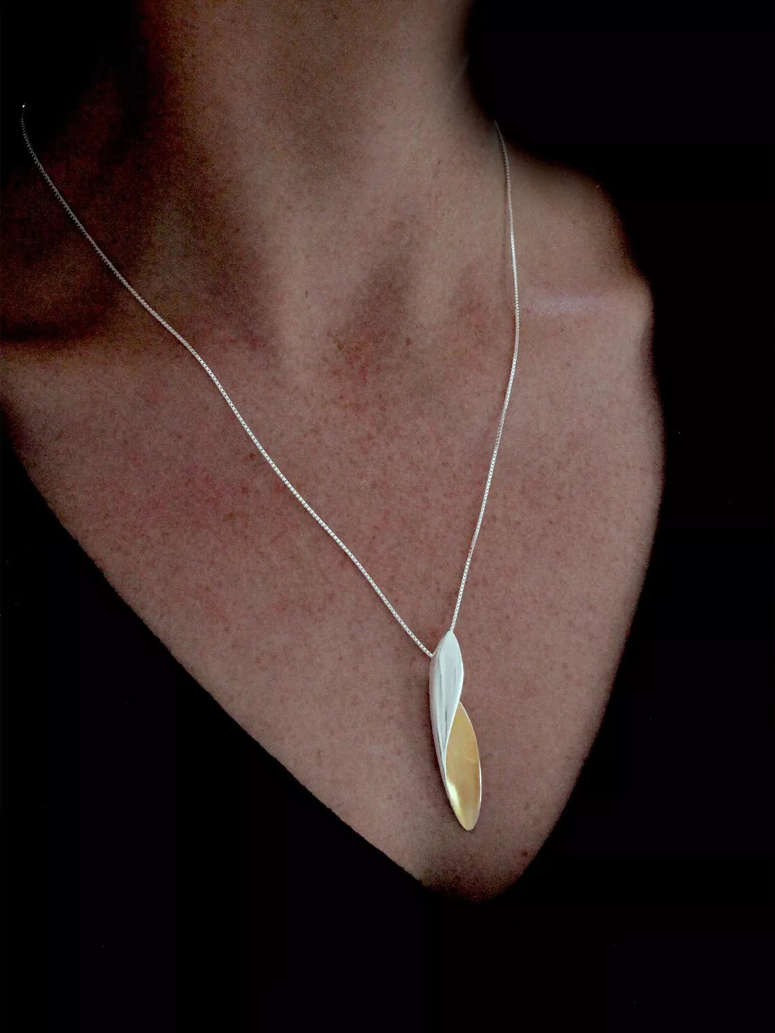 Nina B silver and gold pendant necklace, 50cm - British product