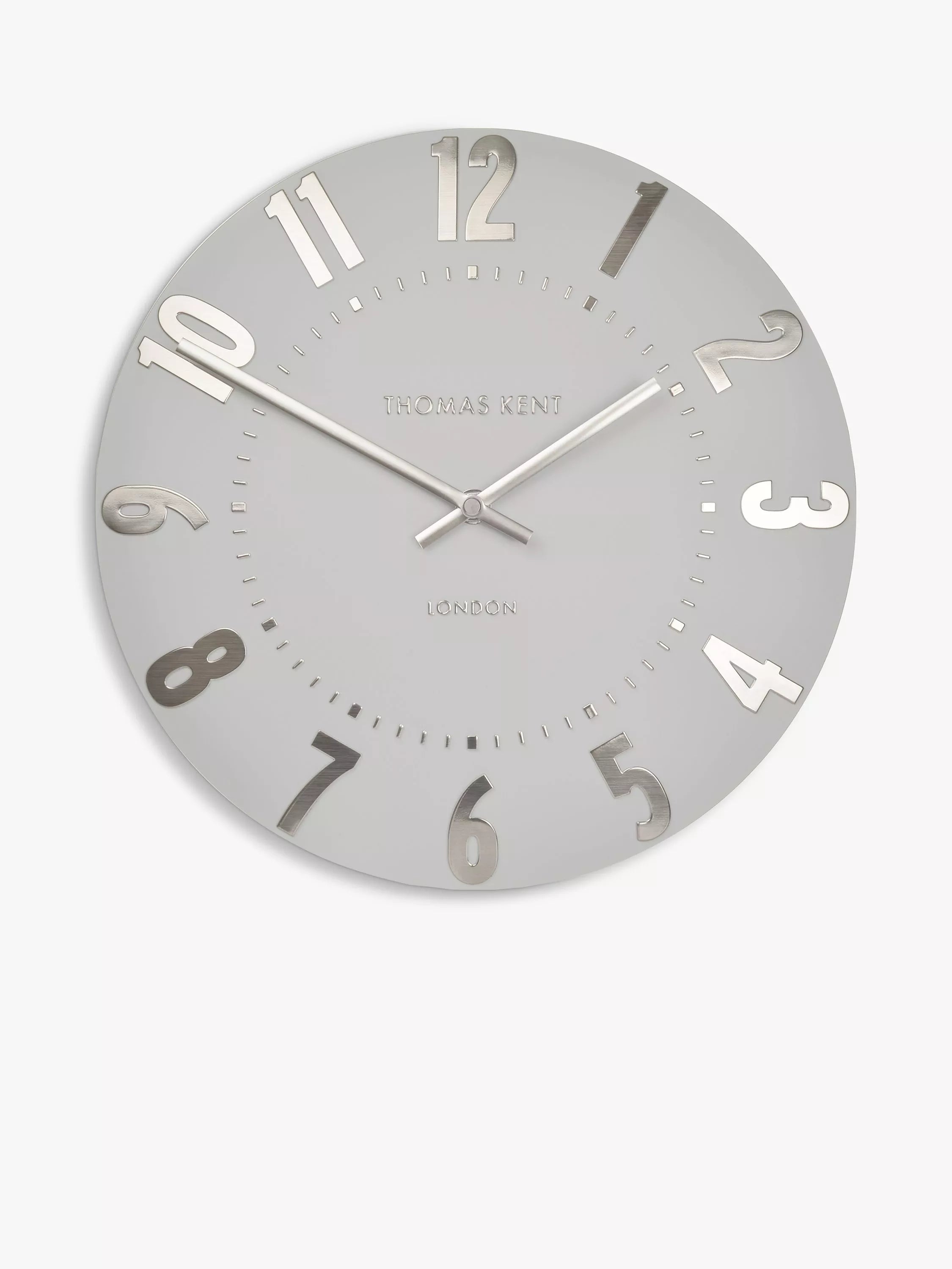 Thomas Kent Mulberry wall clock 30cm silver cloud - British product