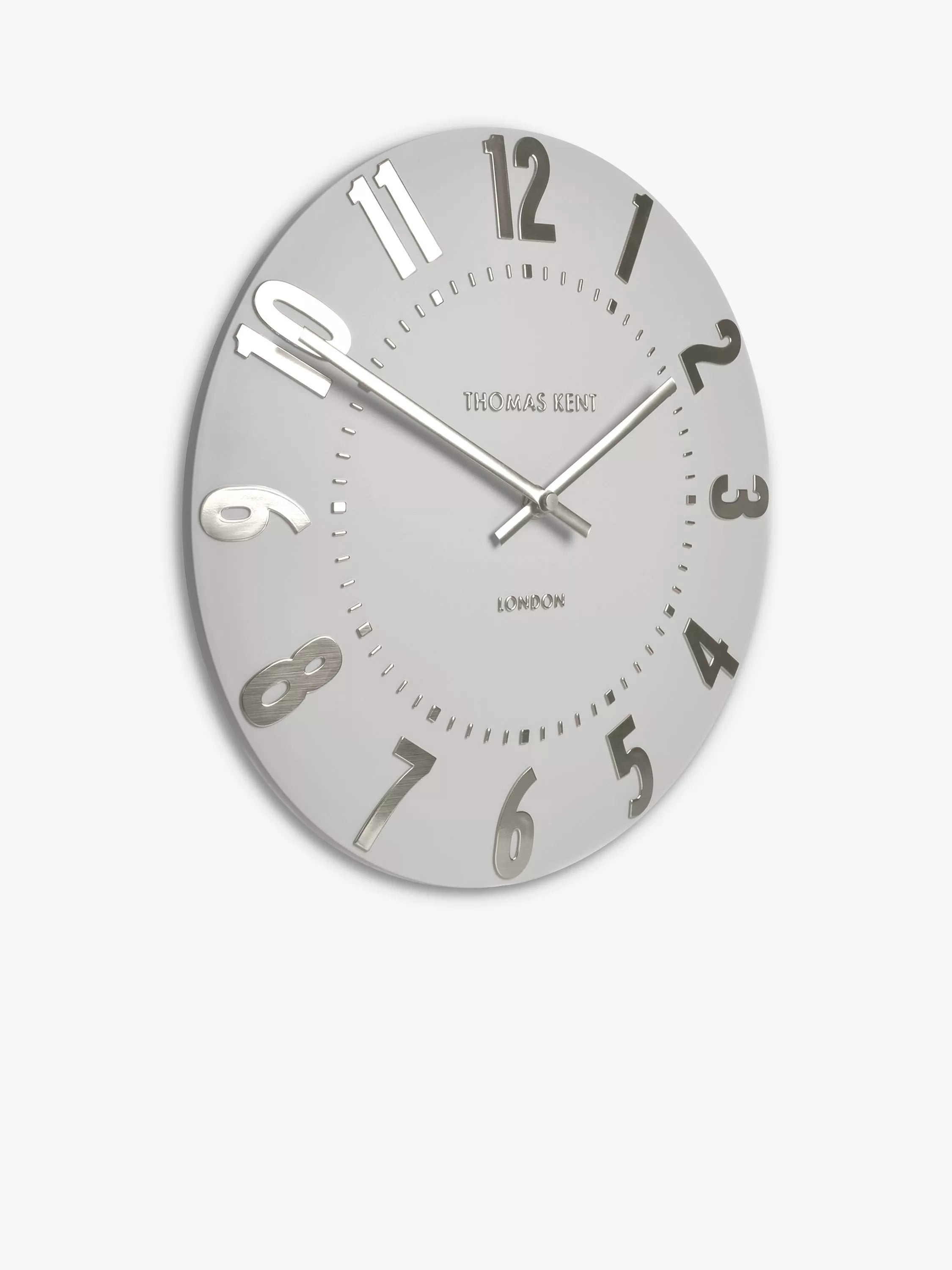 Thomas Kent Mulberry wall clock 30cm silver cloud - British product