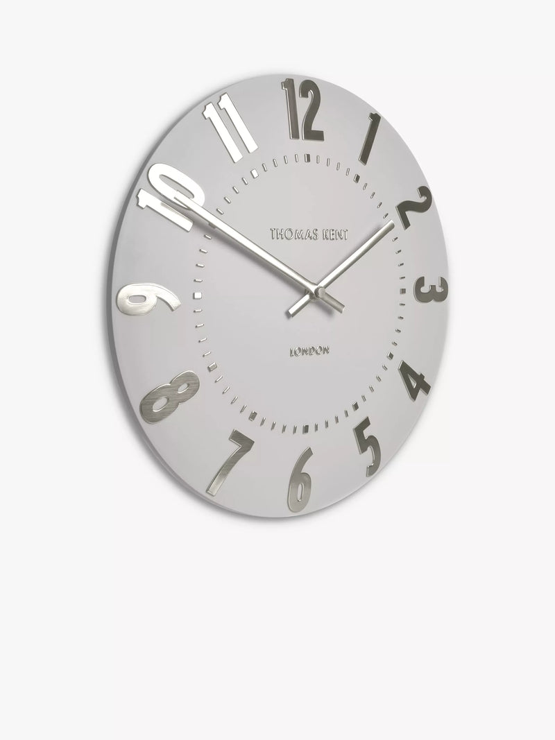 Thomas Kent Mulberry wall clock 30cm silver cloud - British product