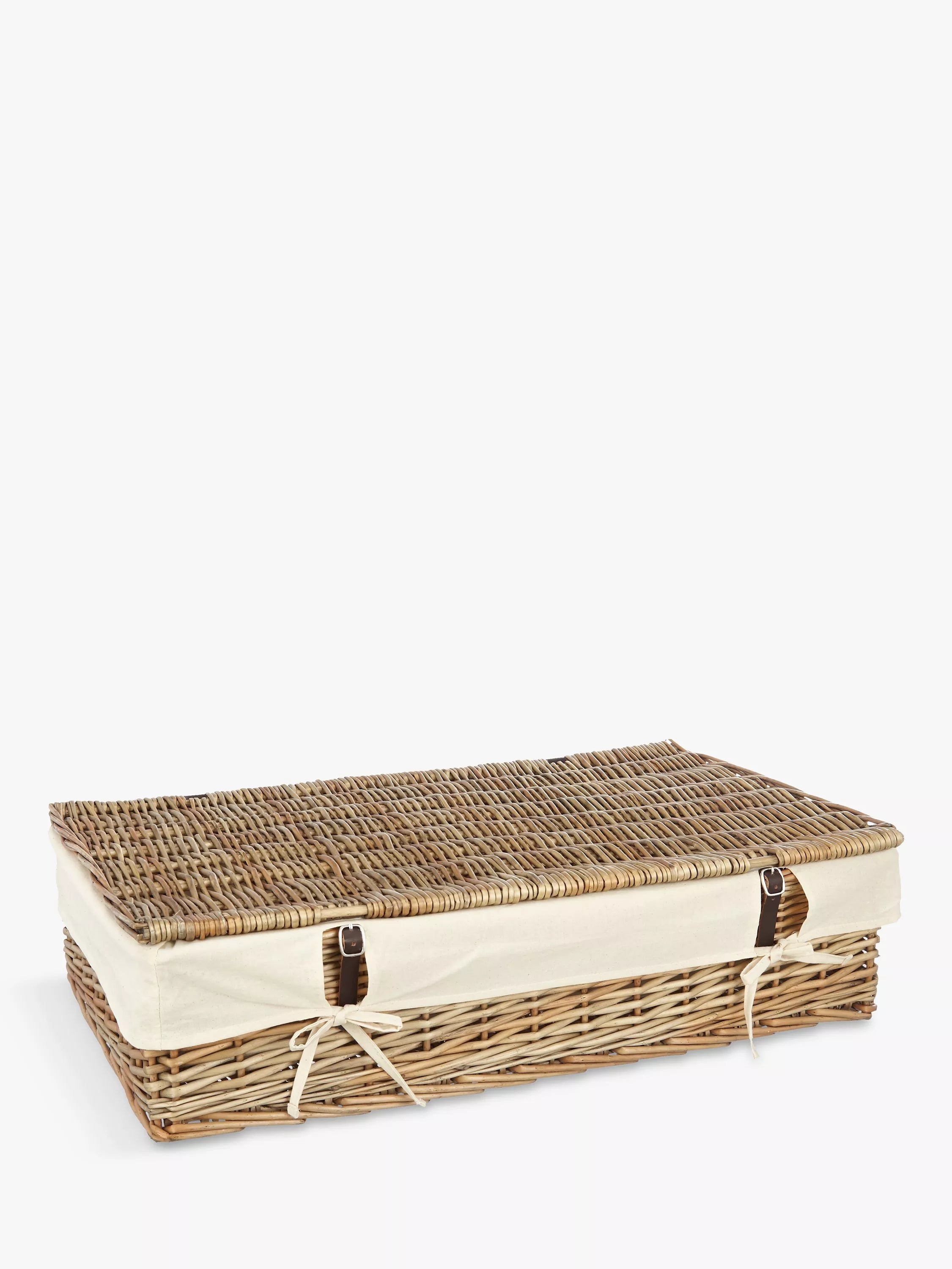 John Lewis underbed storage basket natural willow with leather straps - British product