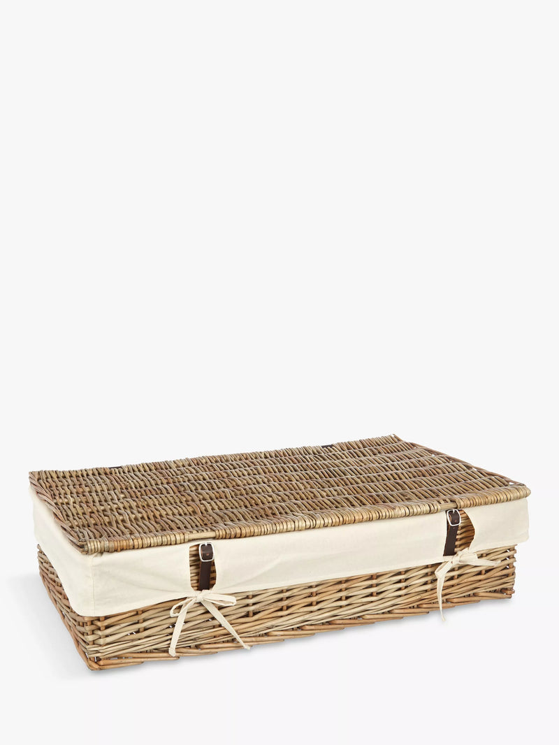 John Lewis underbed storage basket natural willow with leather straps - British product