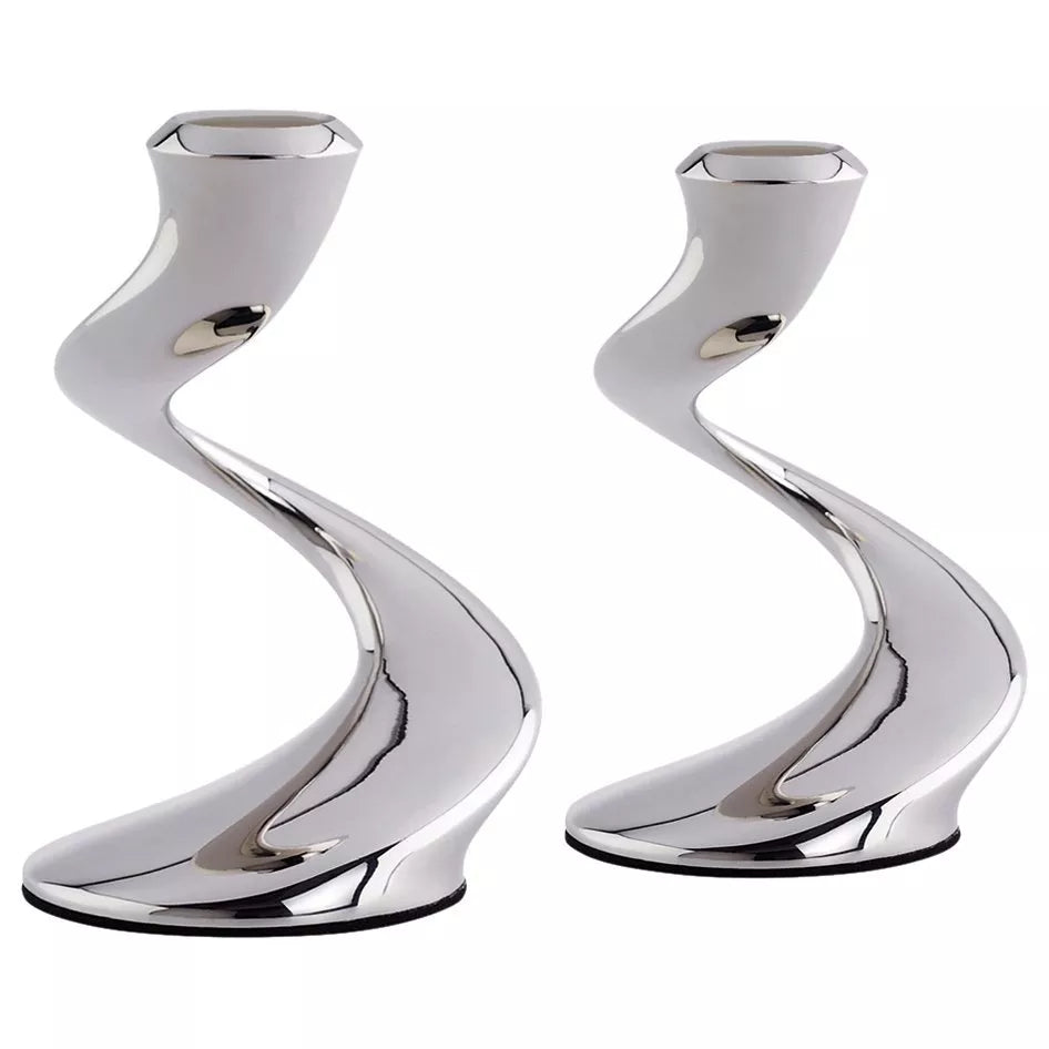 Robert Welch Windrush stainless steel candlestick, pack of 2, imported from the UK