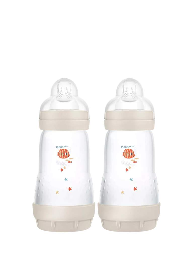 MAM Easy Start Anti-Colic Baby Bottle, 260ml, Pack of 2, Grey