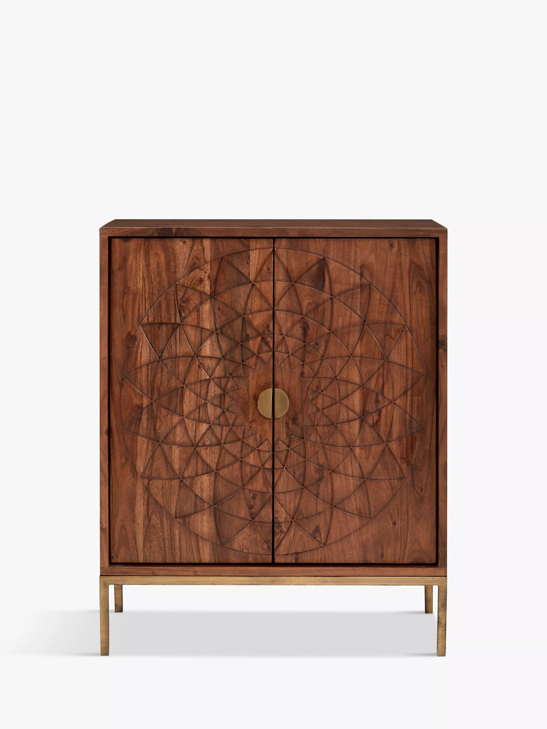 John Lewis Array wood storage cabinet, carved mandala pattern - British product