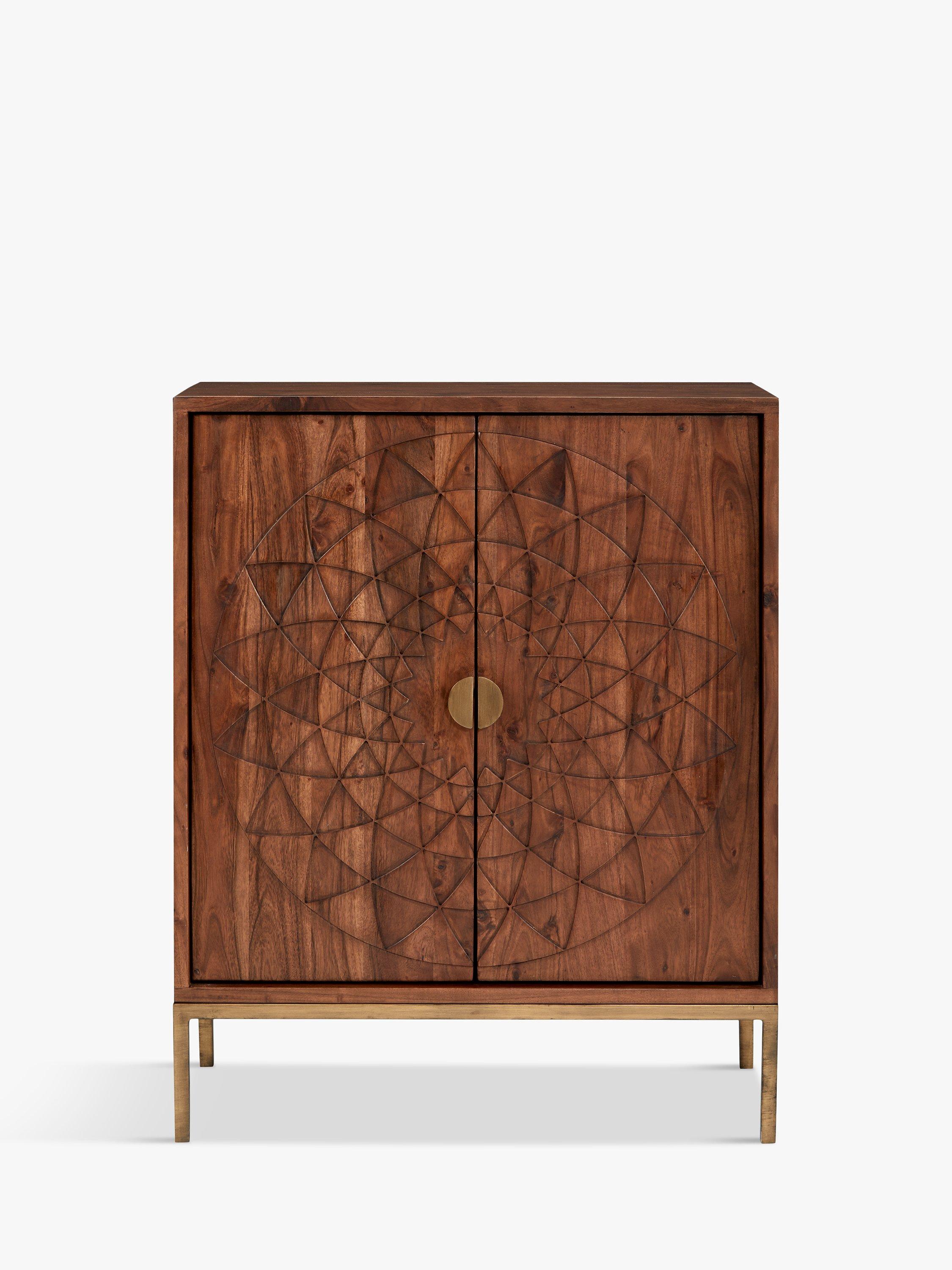 John Lewis Array wood storage cabinet, carved mandala pattern - British product