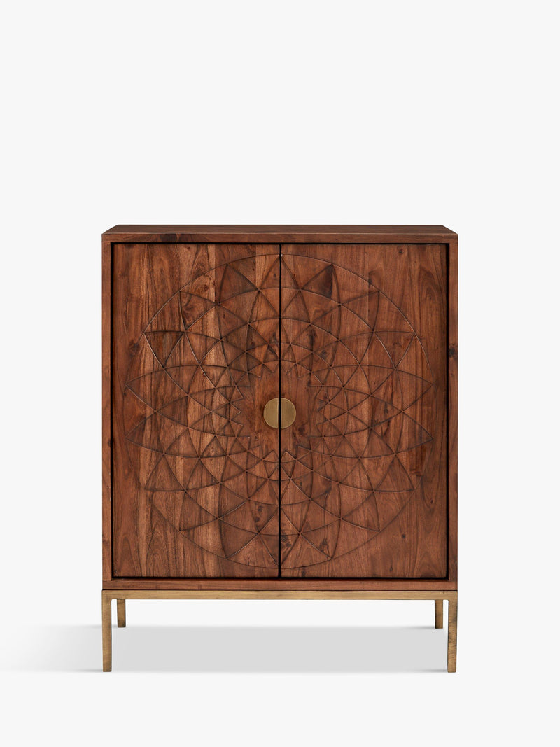 John Lewis Array wood storage cabinet, carved mandala pattern - British product
