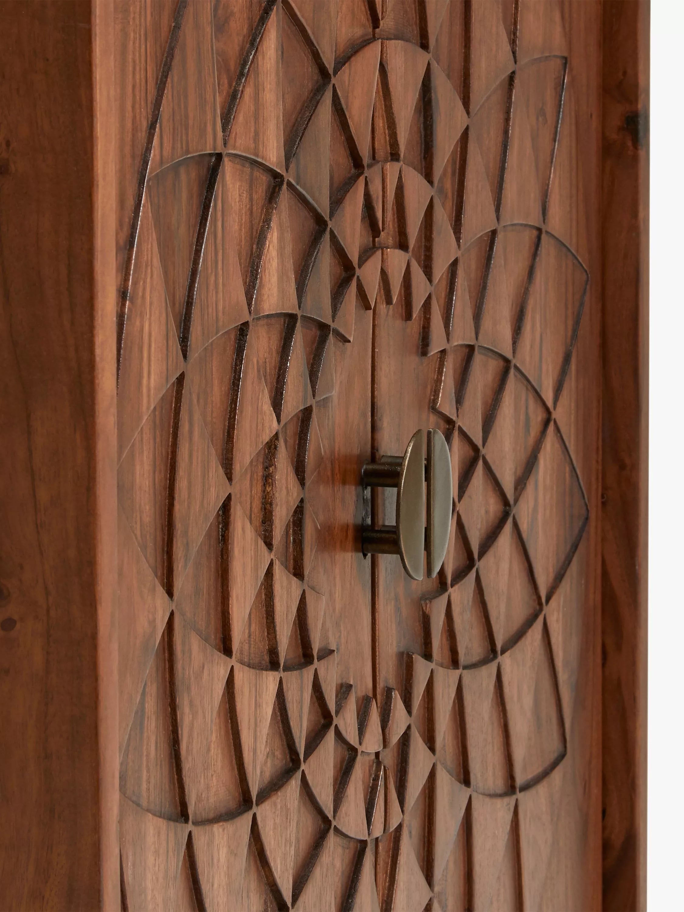 John Lewis Array wood storage cabinet, carved mandala pattern - British product