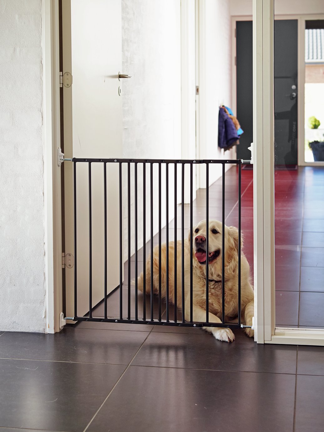 Scandinavian extendable metal wall mount pet gate 72cm height fits 62.5-106.8cm width (British brand)