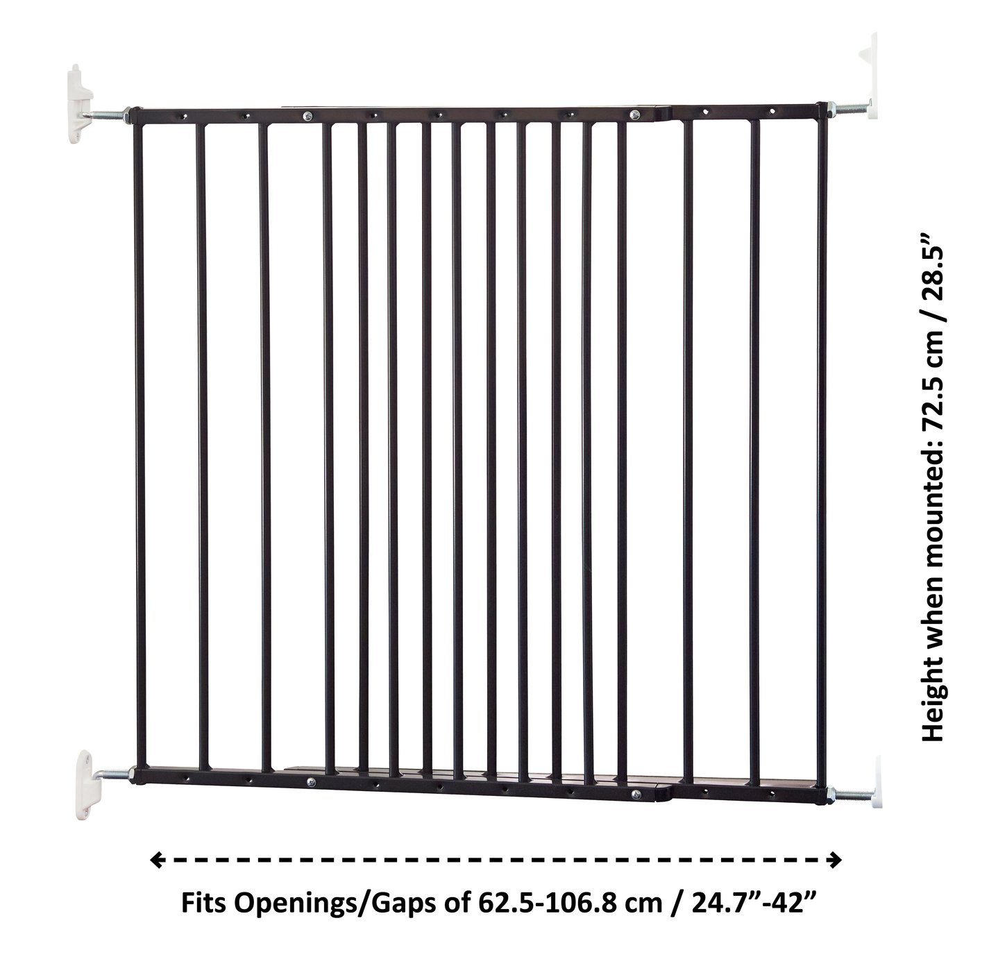 Scandinavian extendable metal wall mount pet gate 72cm height fits 62.5-106.8cm width (British brand)