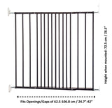 Scandinavian extendable metal wall mount pet gate 72cm height fits 62.5-106.8cm width (British brand)