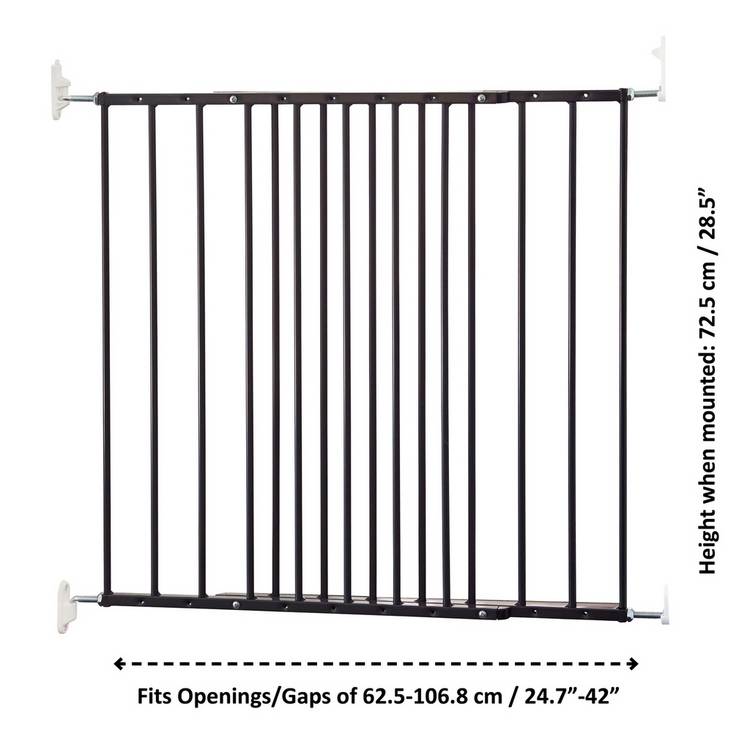 Scandinavian extendable metal wall mount pet gate 72cm height fits 62.5-106.8cm width (British brand)