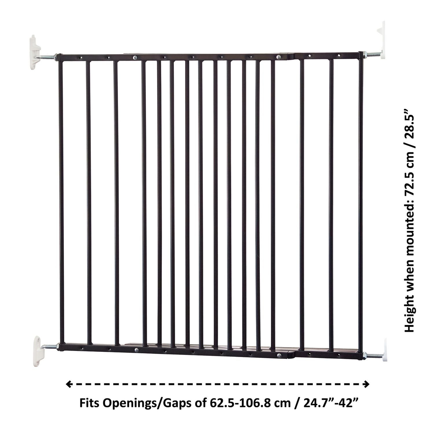 Scandinavian extendable metal wall mount pet gate 72cm height fits 62.5-106.8cm width (British brand)