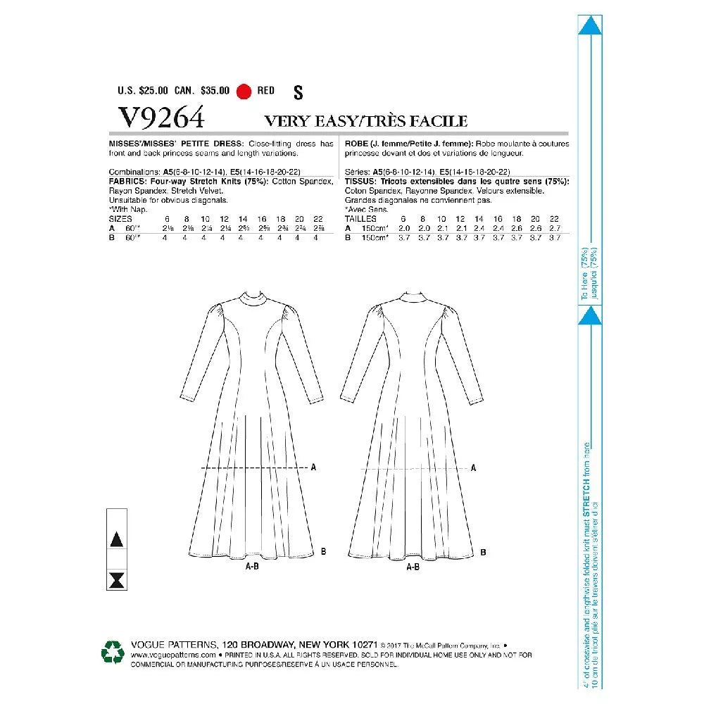 Vogue fit-and-flare dress sewing pattern 9264 (British brand)