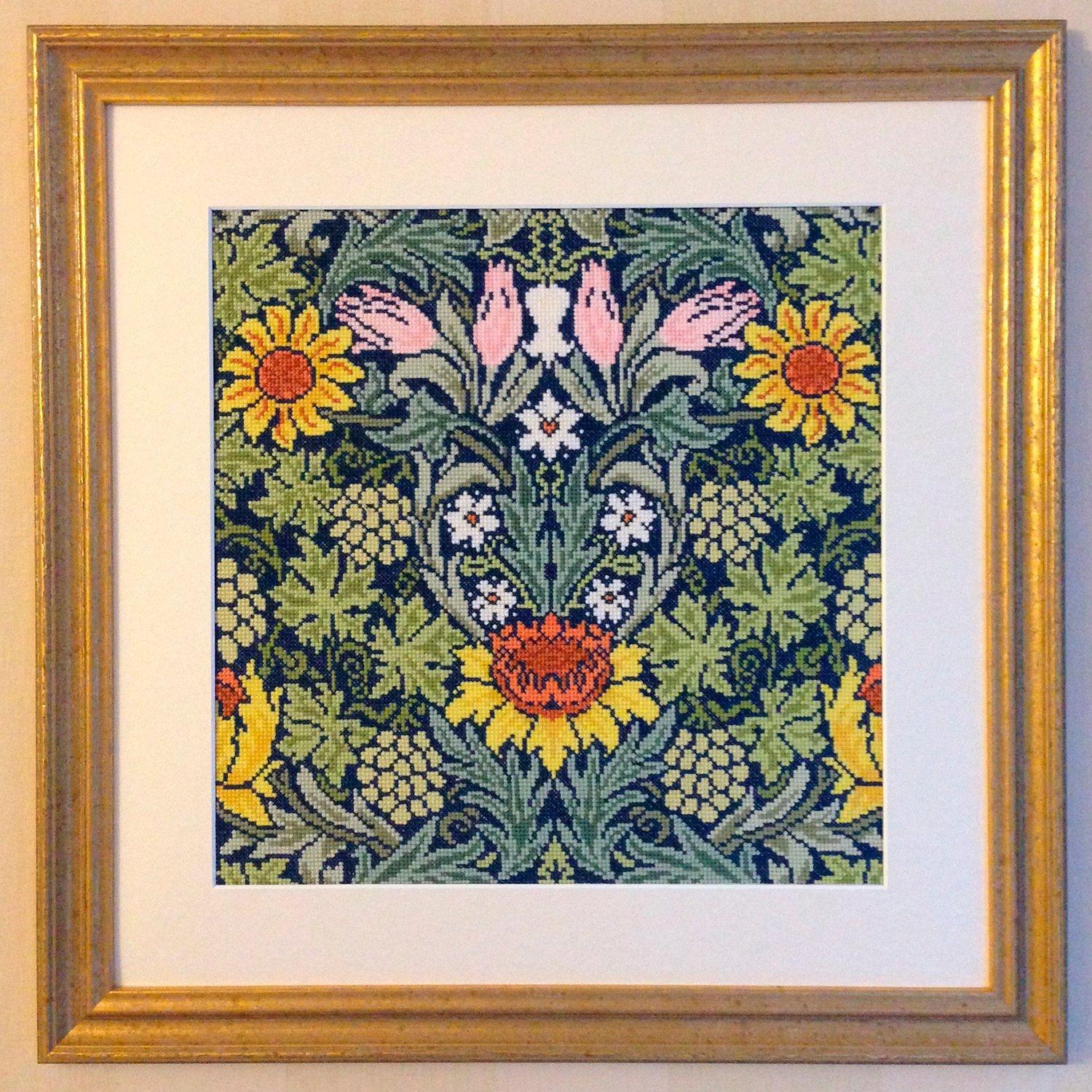 Bothy Threads William Morris Sunflower cross stitch kit 31cm, imported from the UK
