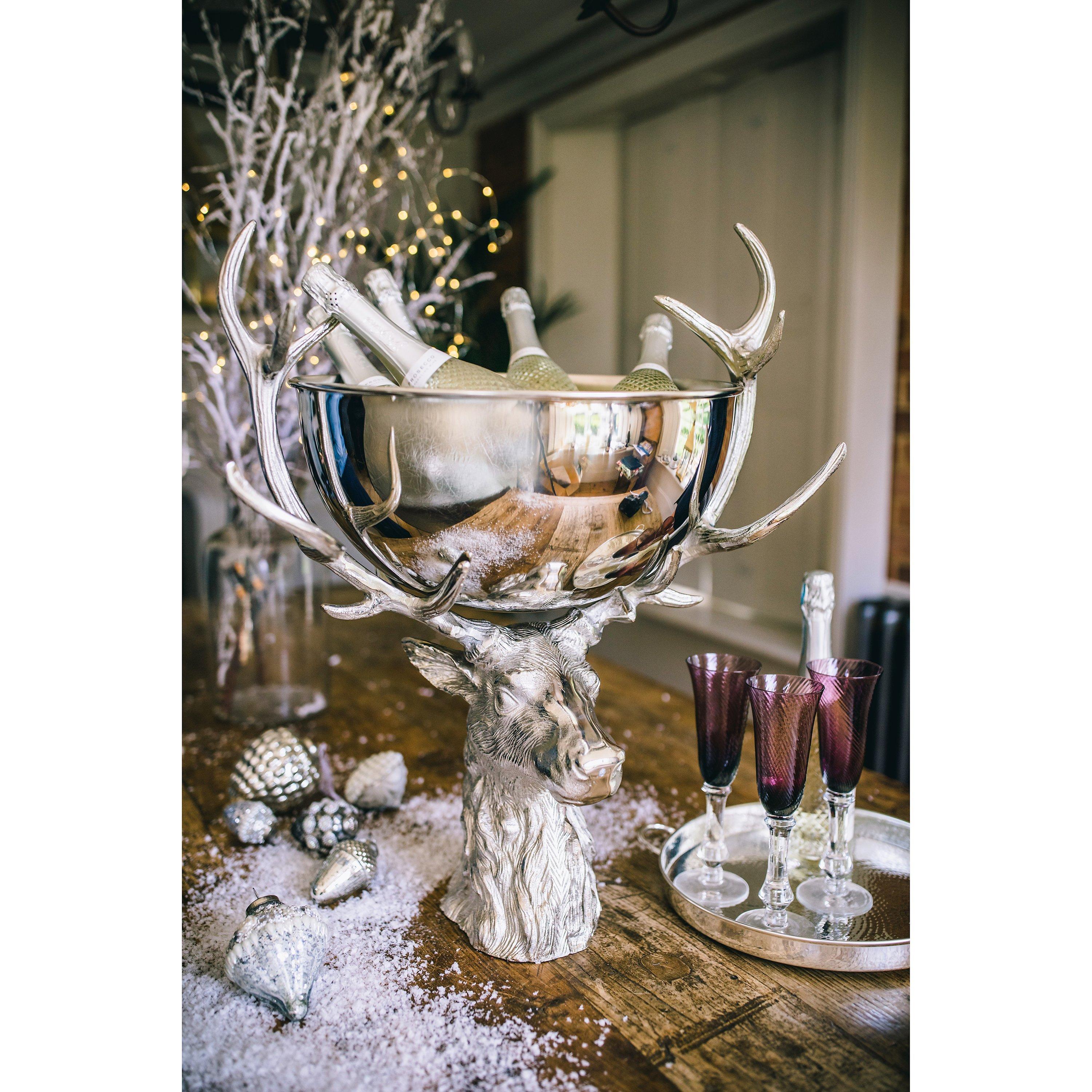 Culinary Concepts large stag head wine bowl silver, imported from the UK