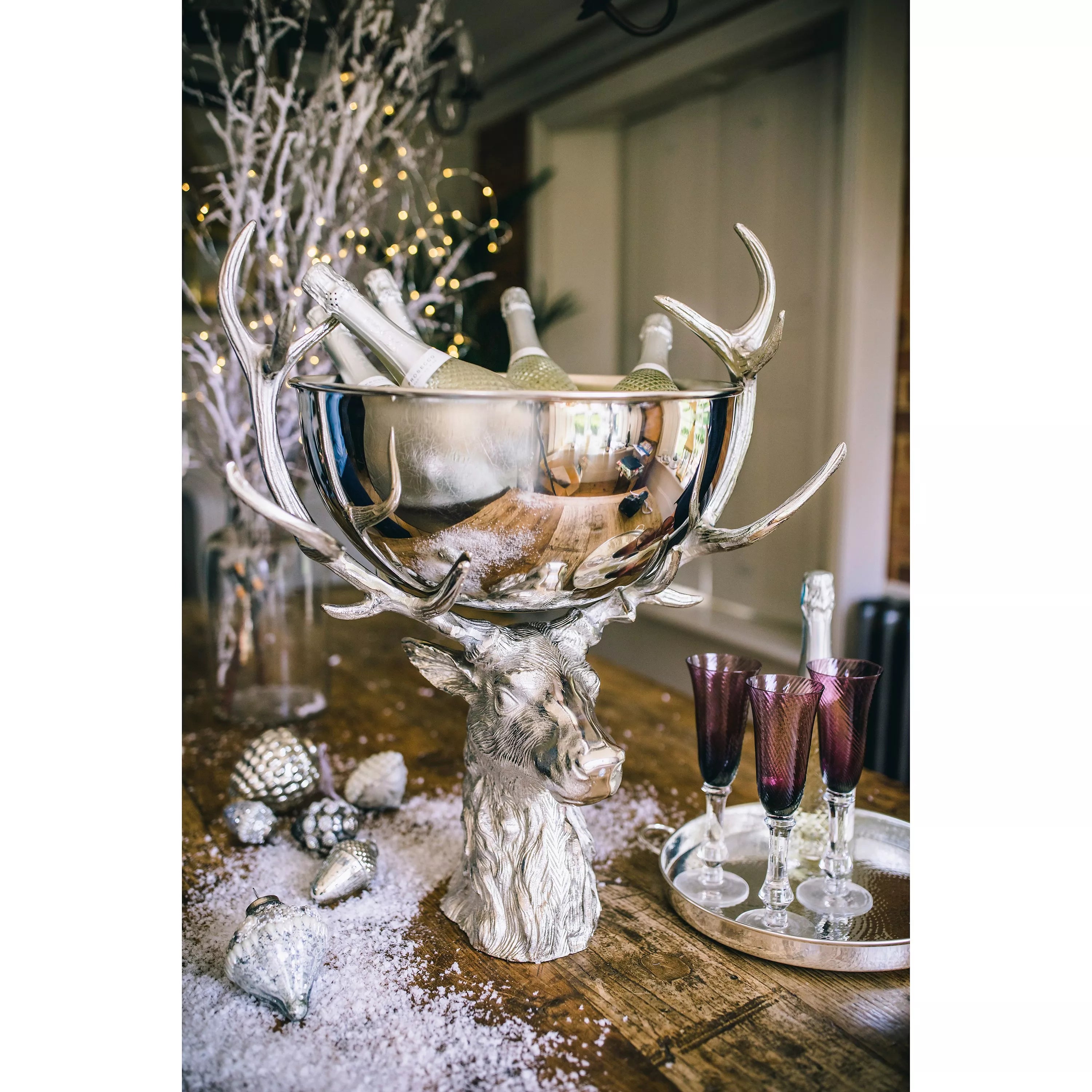 Culinary Concepts large stag head wine bowl silver, imported from the UK