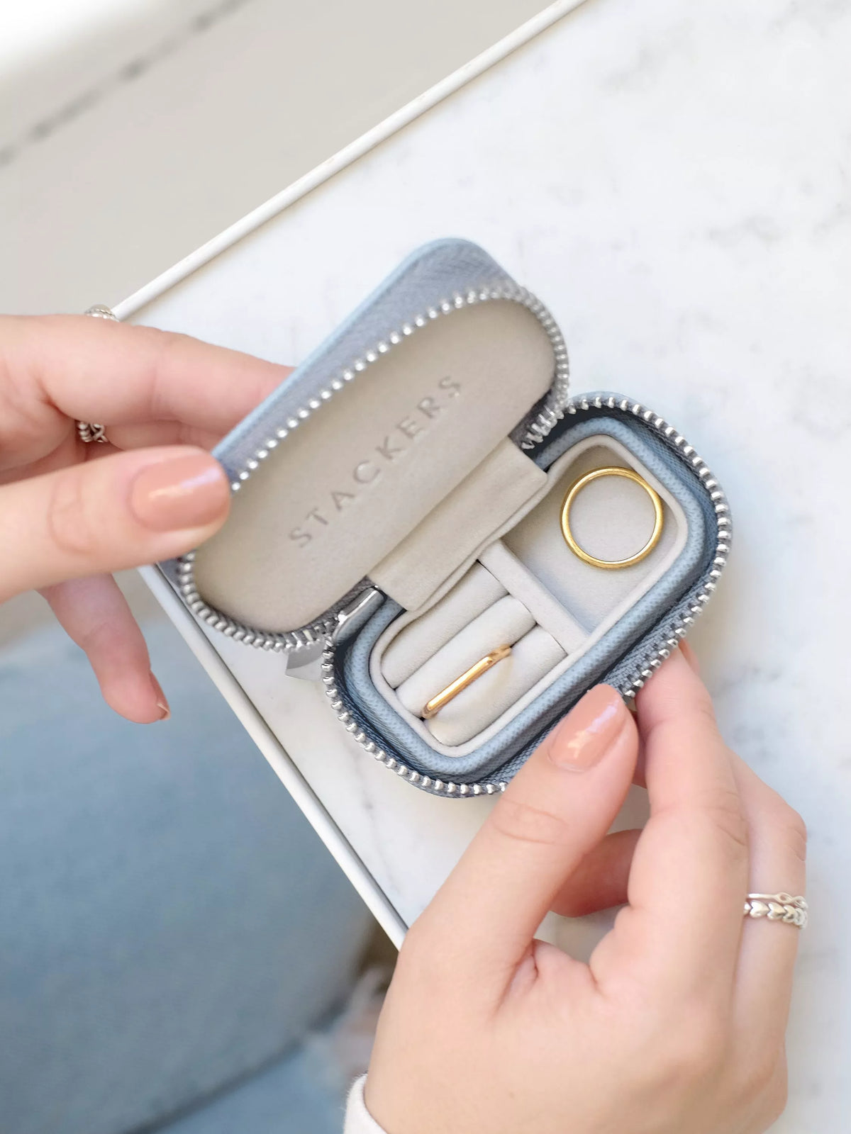 Stackers Petite Travel Jewellery Box - Dusky Blue