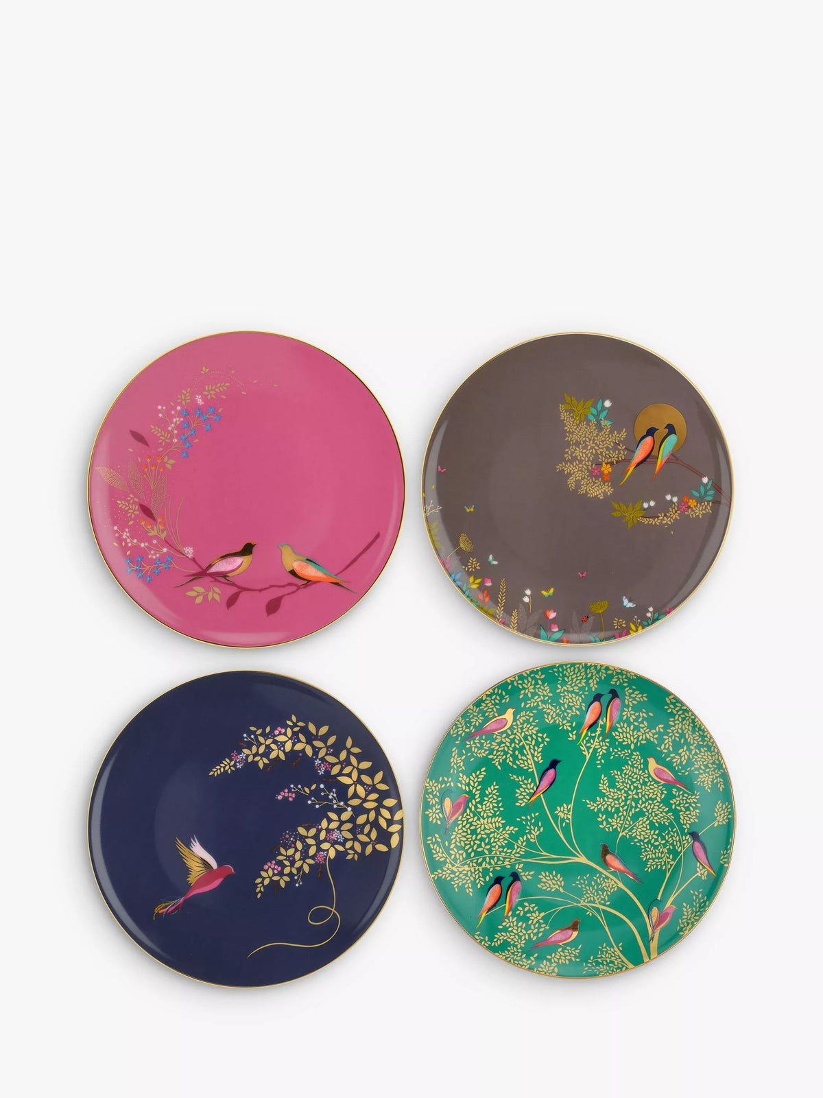 Sara Miller Chelsea Collection birds cake plates set of 4 - imported from the UK