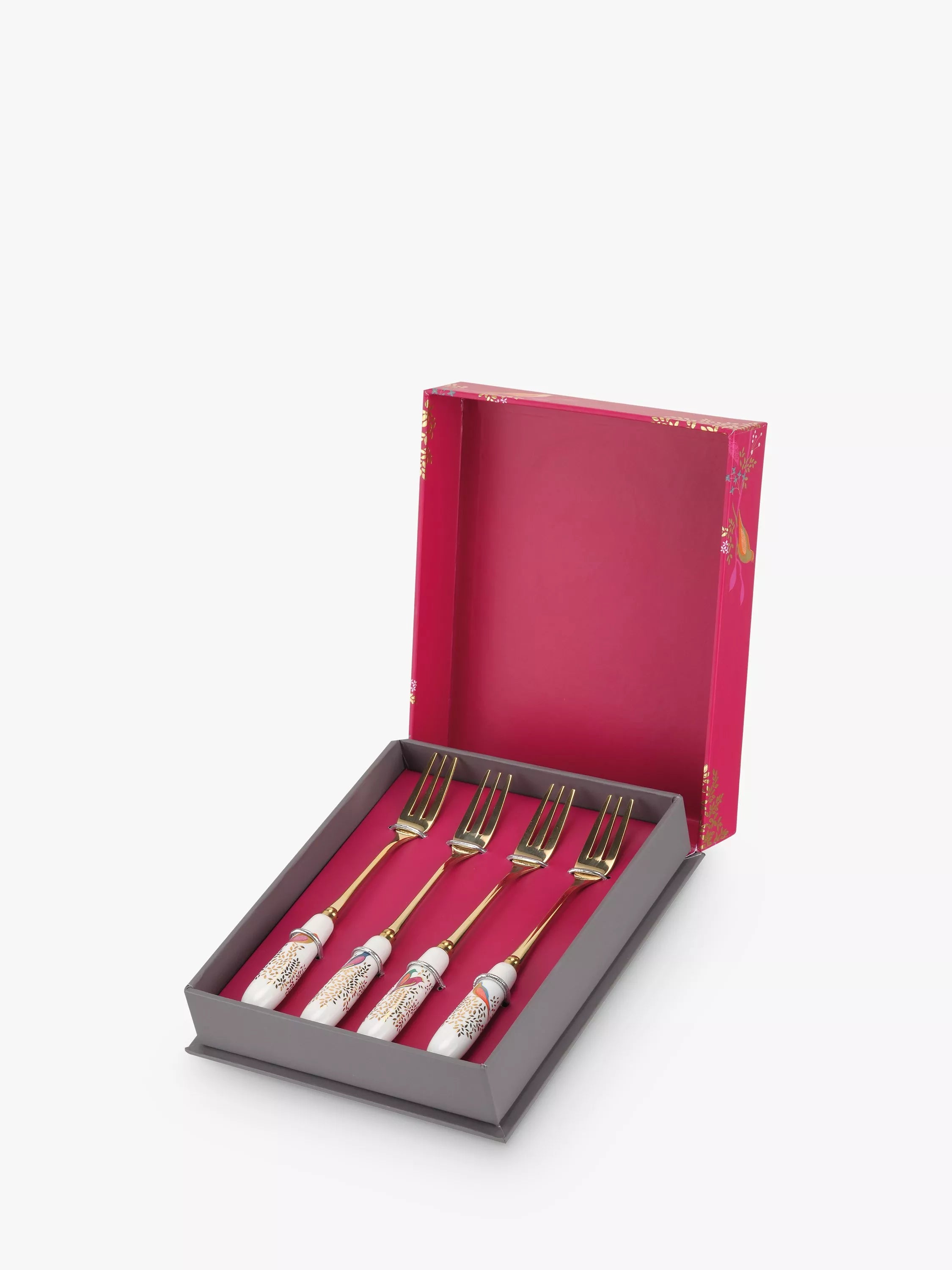 Sara Miller assorted bird motif pastry forks, set of 4 (British brand)