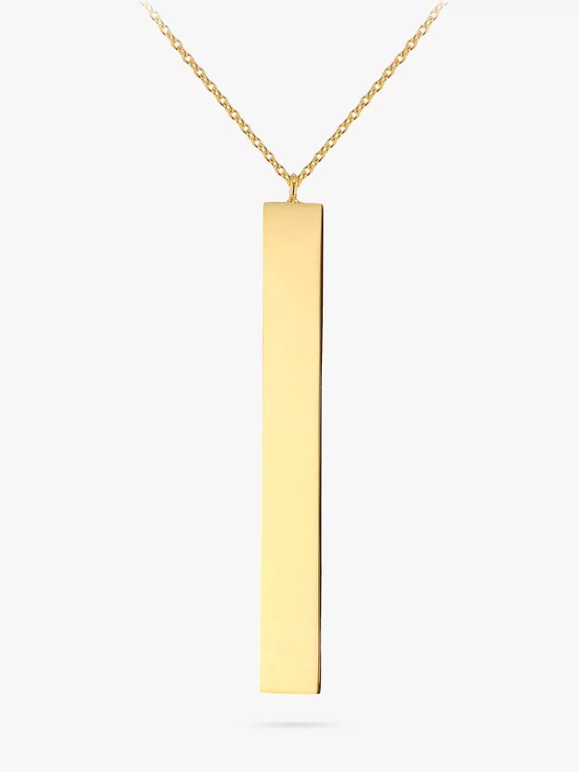 IBB vertical bar initial pendant necklace 9ct gold, UK version