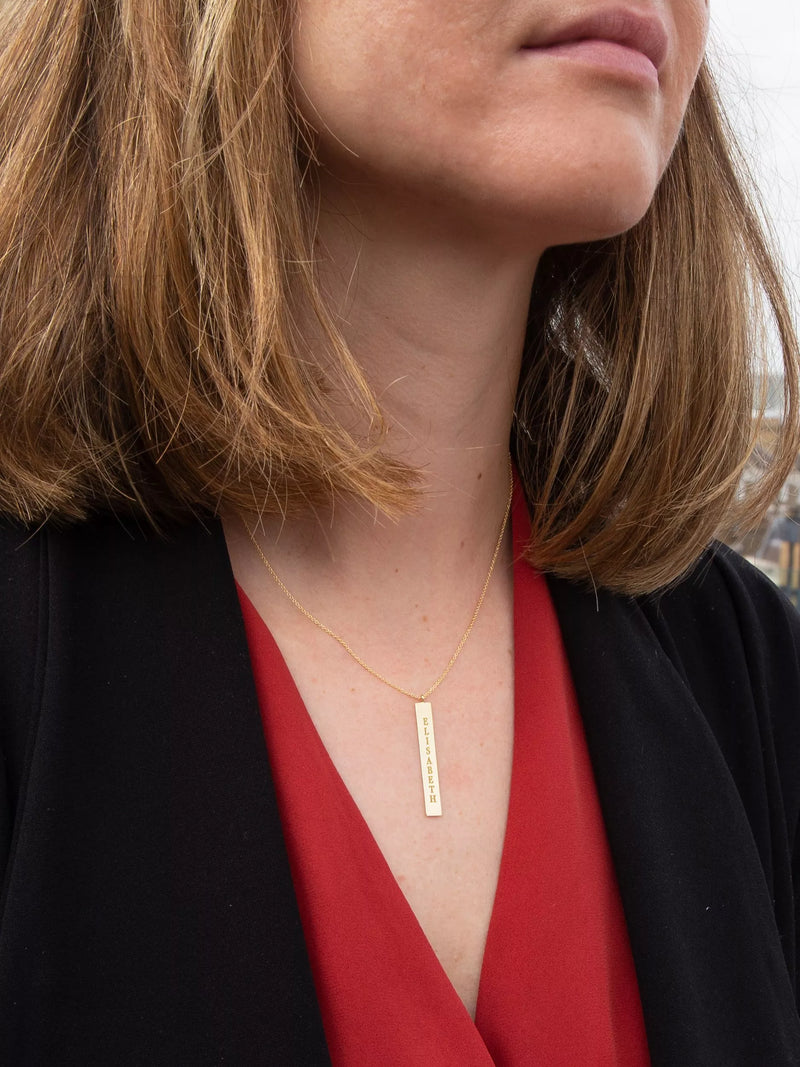 IBB vertical bar initial pendant necklace 9ct gold, UK version