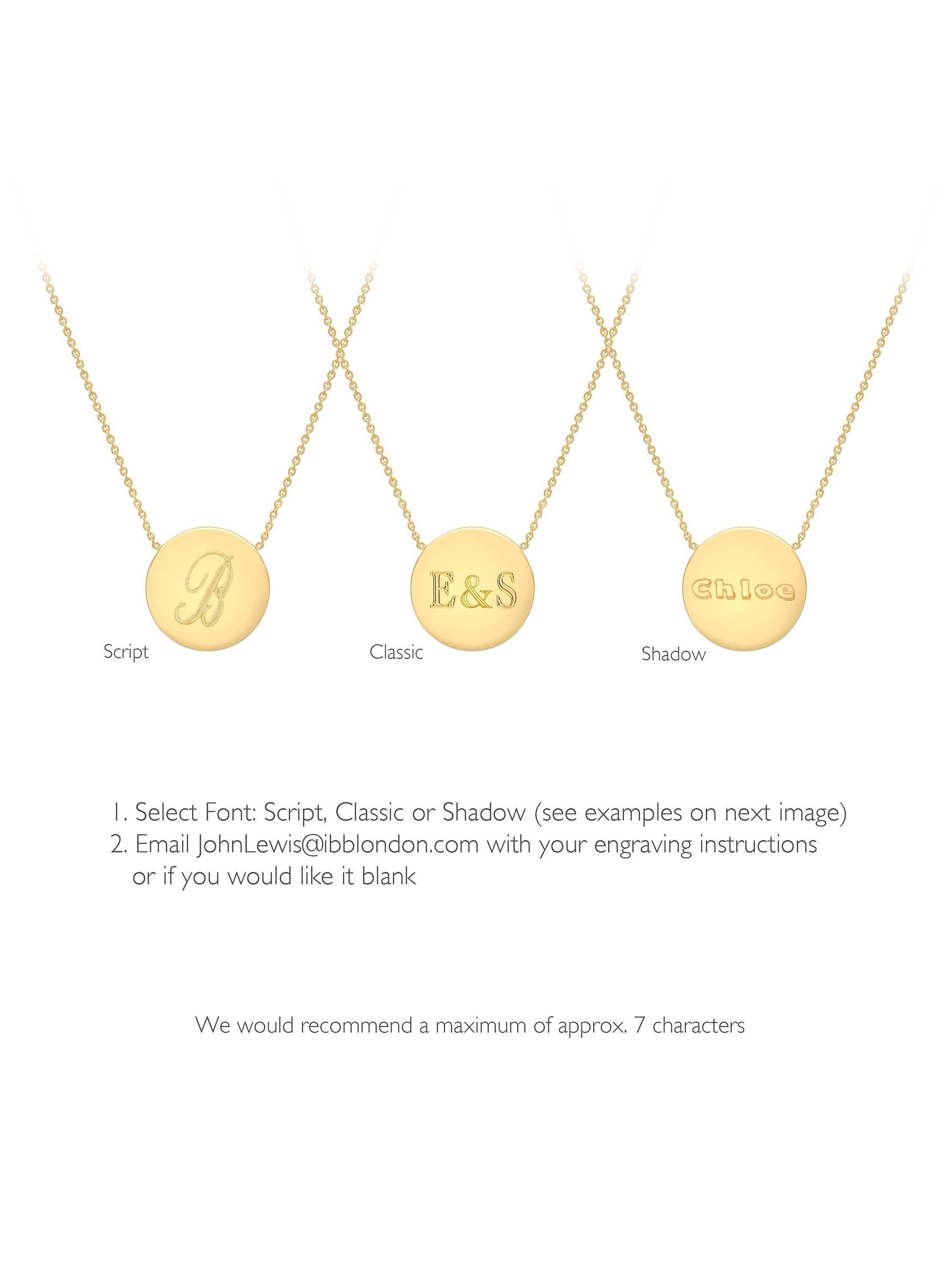 IBB personalised 9ct gold disc pendant necklace, UK version