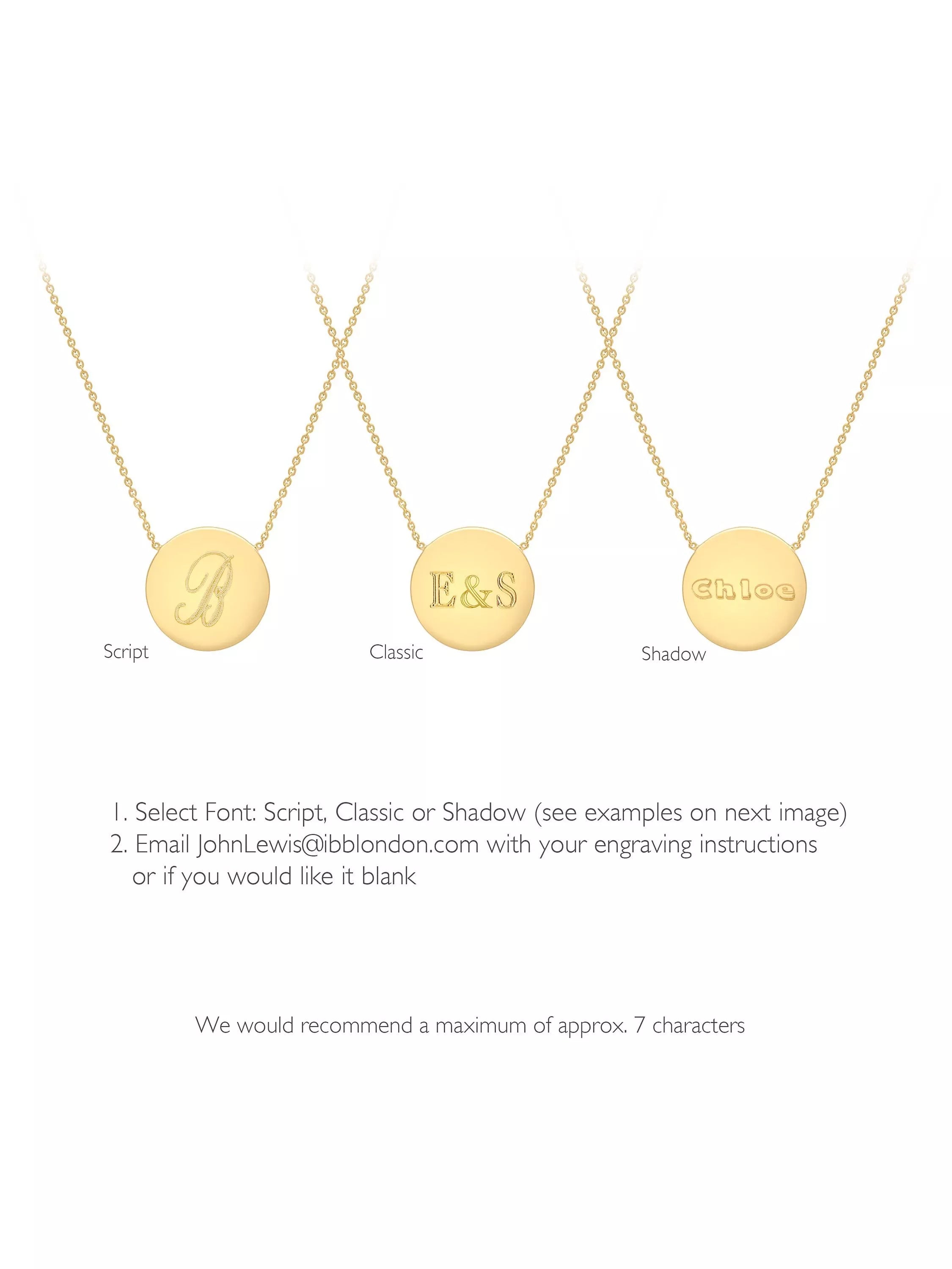 IBB personalised 9ct gold disc pendant necklace, UK version