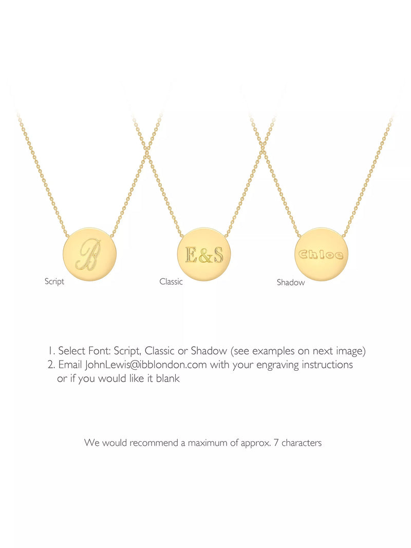 IBB personalised 9ct gold disc pendant necklace, UK version