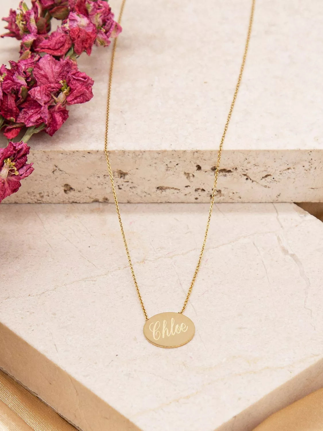 IBB personalised 9ct gold disc pendant necklace, UK version