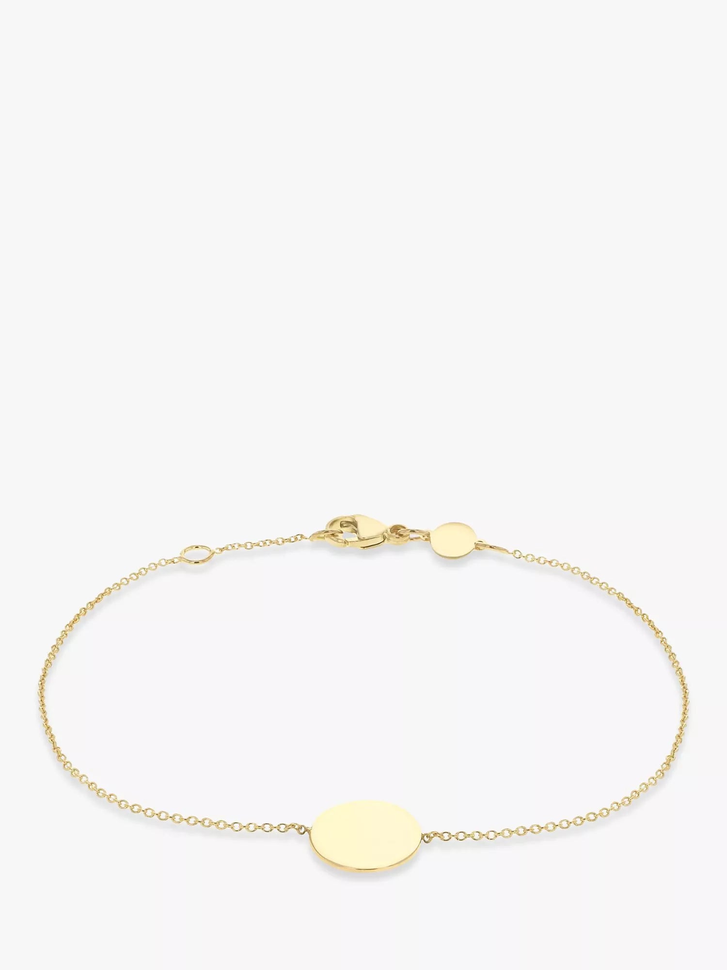 IBB 9ct gold disc initial bracelet, imported from the UK