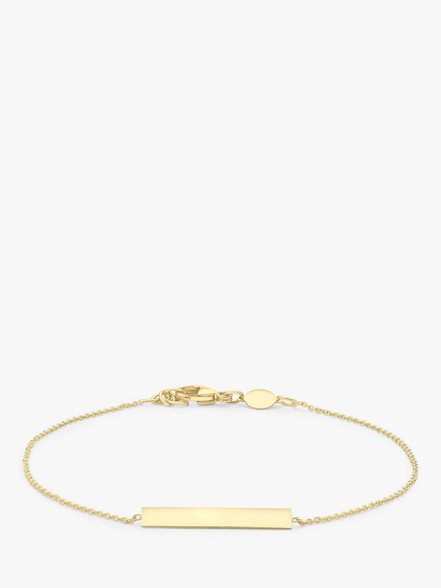 IBB personalised 9ct gold bar initial chain bracelet, UK version