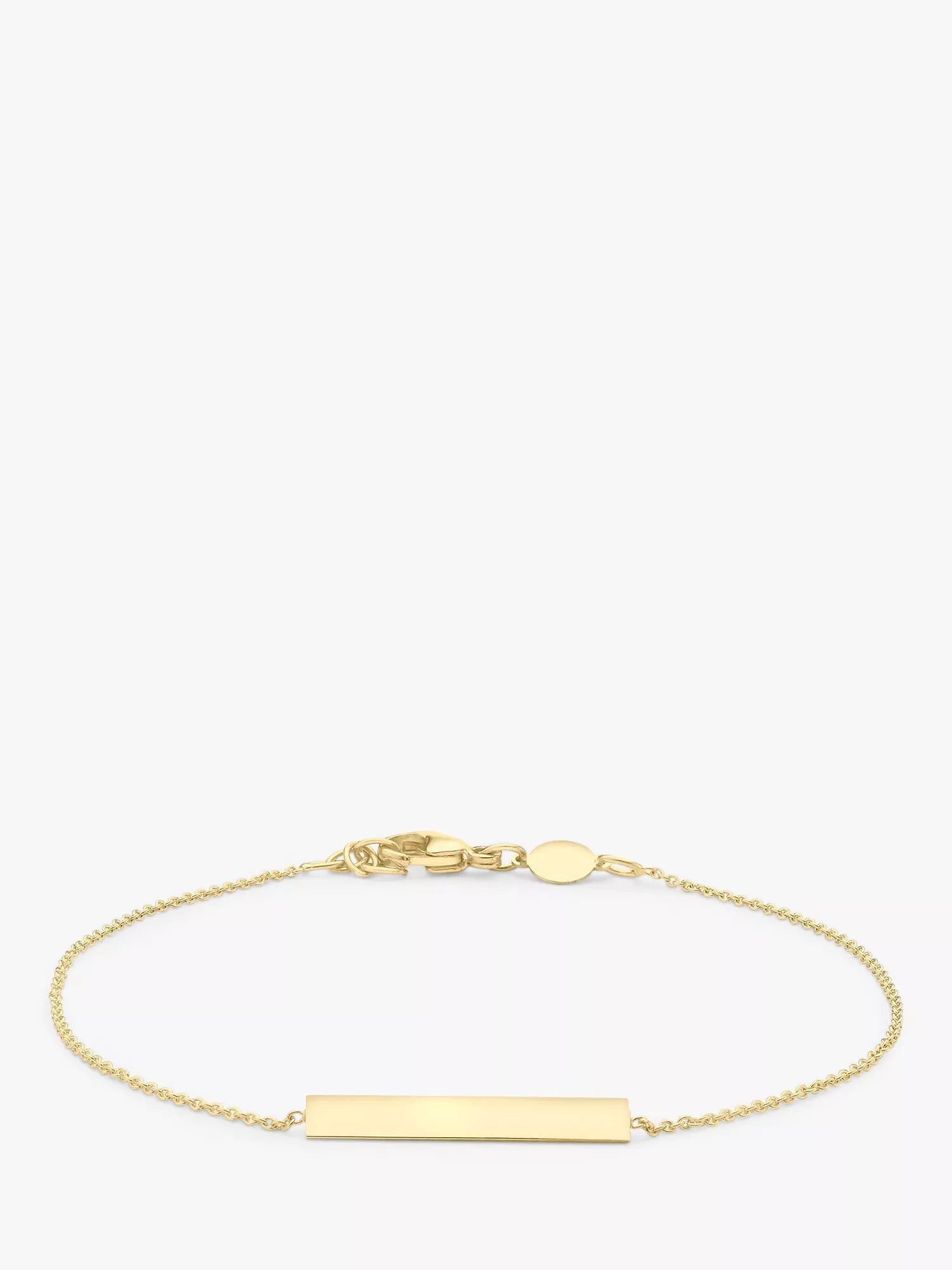 IBB personalised 9ct gold bar initial chain bracelet, UK version