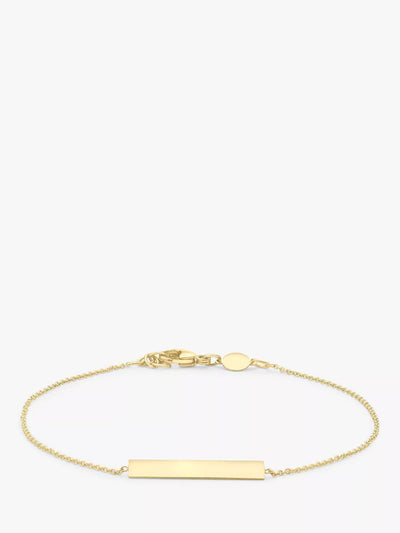 IBB Personlig 9 karat Gull Bar Initial Kjede Armbånd