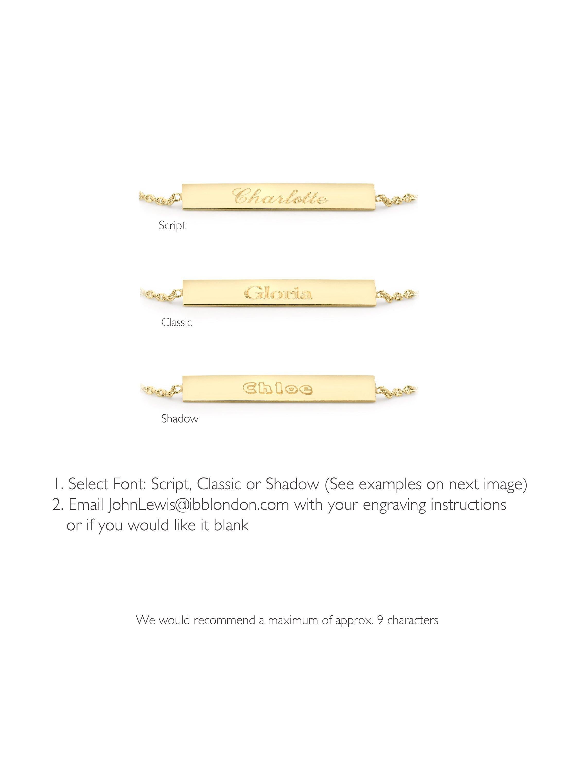 IBB personalised 9ct gold bar initial chain bracelet, UK version