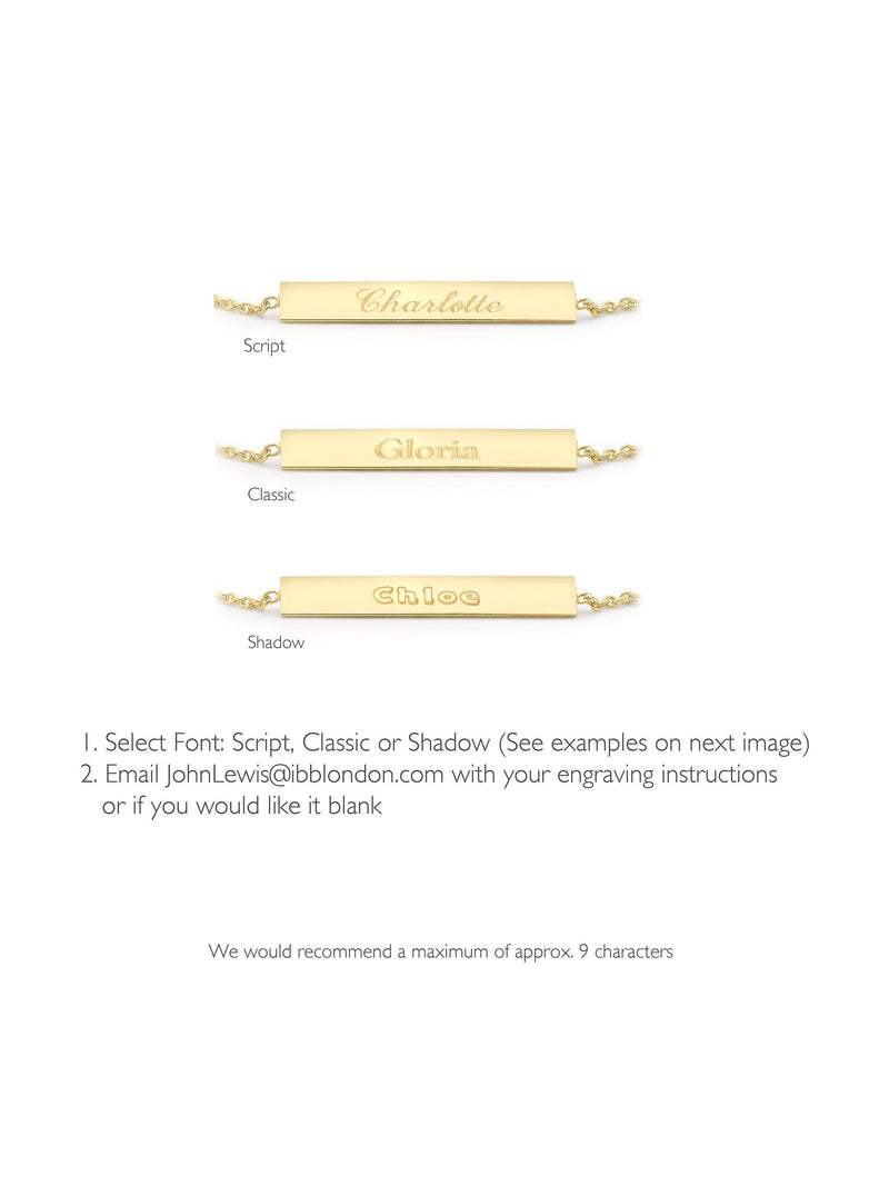 IBB personalised 9ct gold bar initial chain bracelet, UK version