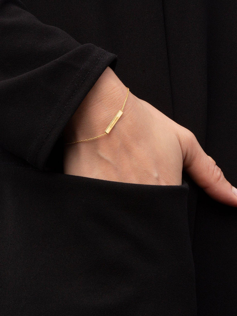IBB personalised 9ct gold bar initial chain bracelet, UK version