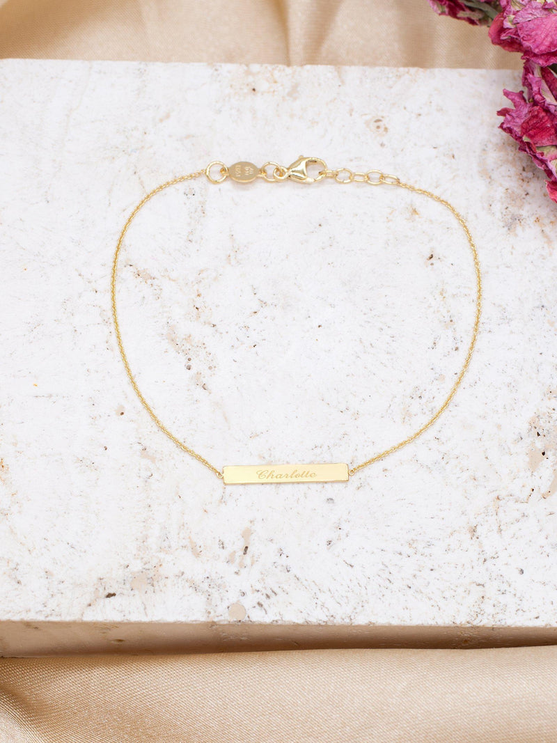 IBB personalised 9ct gold bar initial chain bracelet, UK version