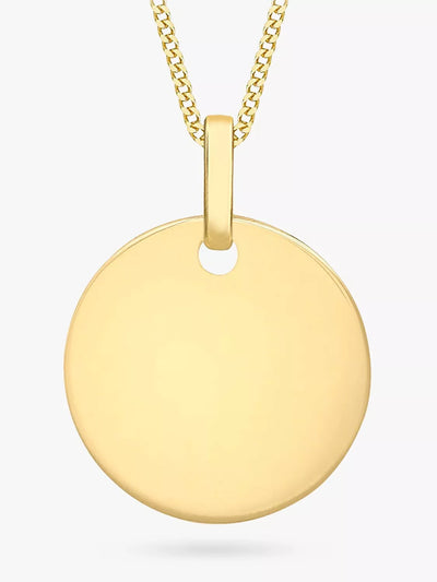 John Lewis IBB Personalised 9ct Gold Disc Initial Pendant Necklace- Buy online at McGrocer