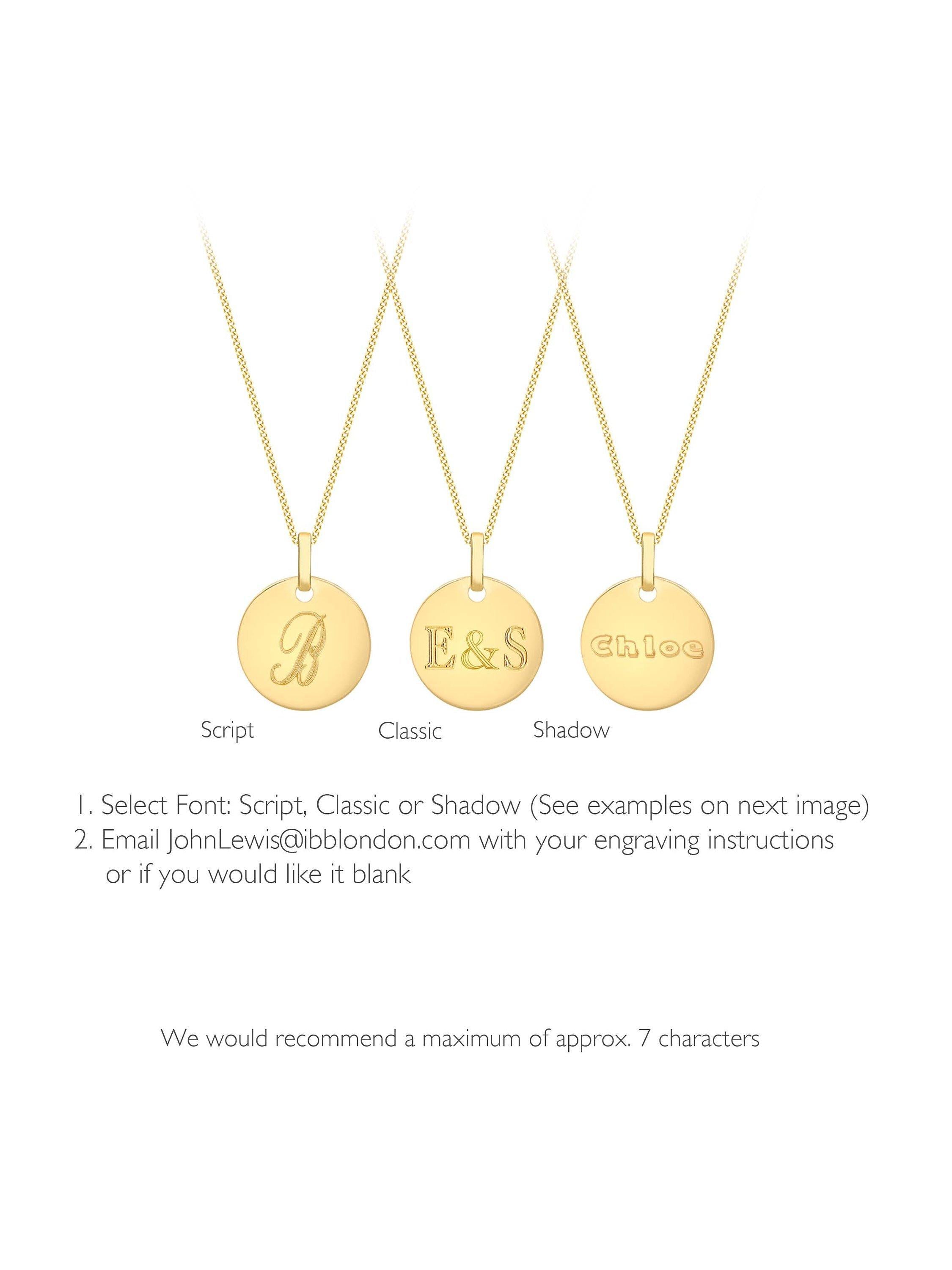 IBB 9ct gold disc initial pendant necklace 46cm, UK version